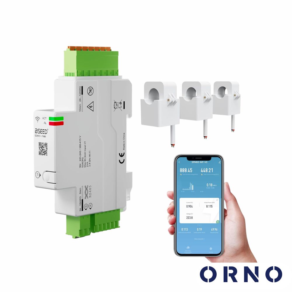 Monitor de Energia Trifásico 230/400V 120A + 3 TCs DIN TUYA