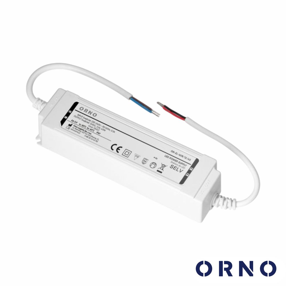 Fonte De Alimentação P/ Fitas LED 12V 40W 3.33A IP67 ORNO