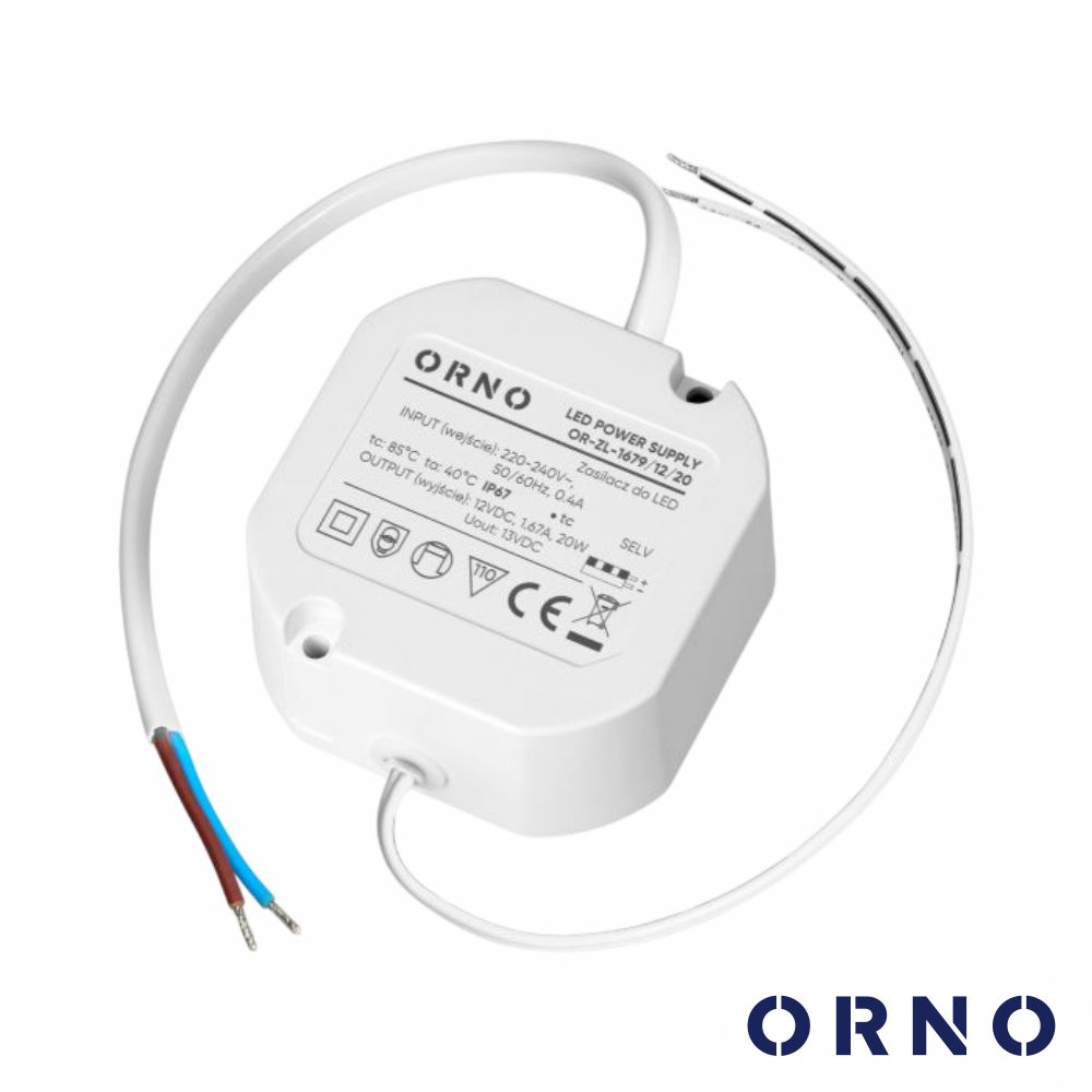 Fonte De Alimentação Embutir P/ Fitas LED 12V 20W 1,67A ORNO