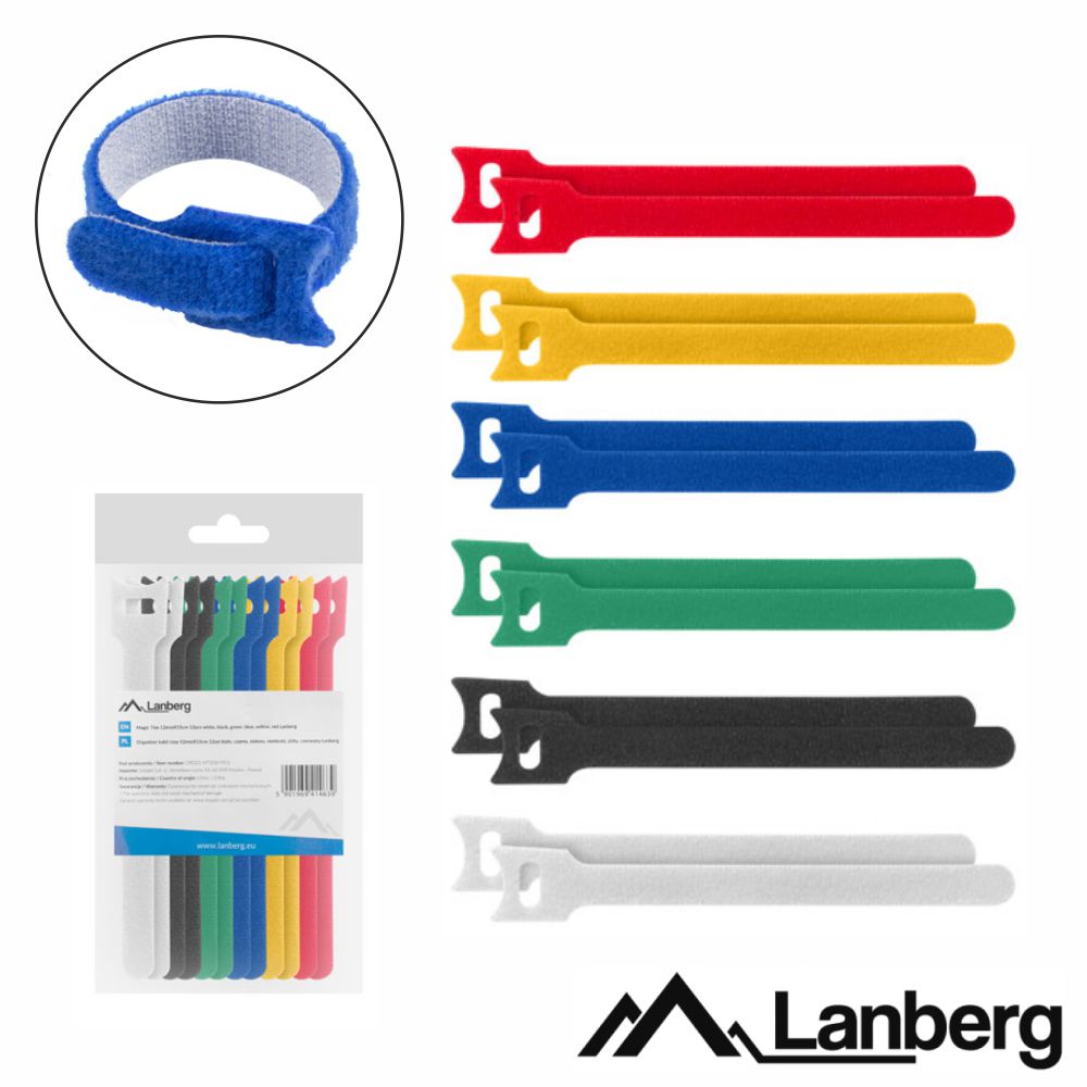 Conjunto 12 Fitas Velcro Multicores P/ Organização LANBERG