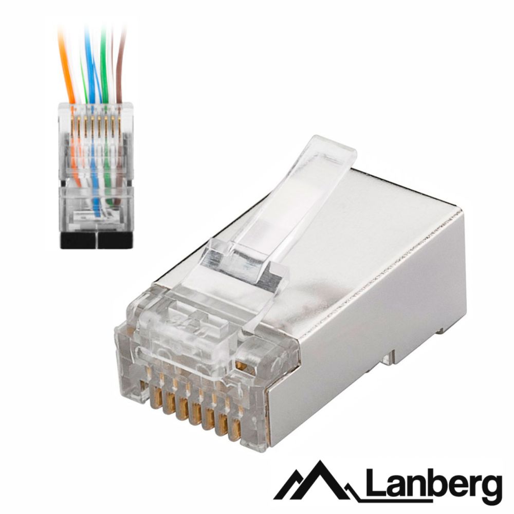 Ficha RJ45 Modular 8p8c CAT5E Passante 100PCS LANBERG