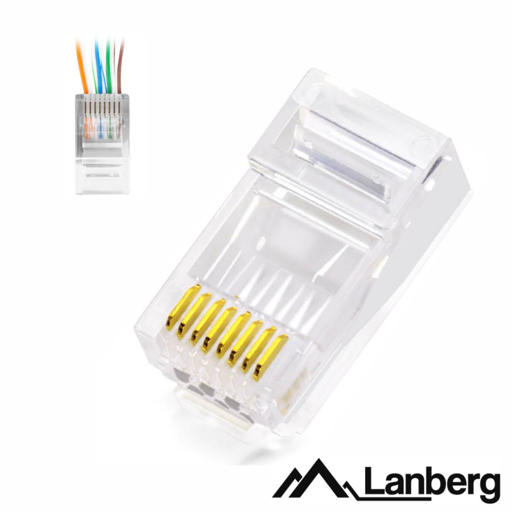 Ficha RJ45 Modular 8p8c CAT6 Passante 100PCS LANBERG