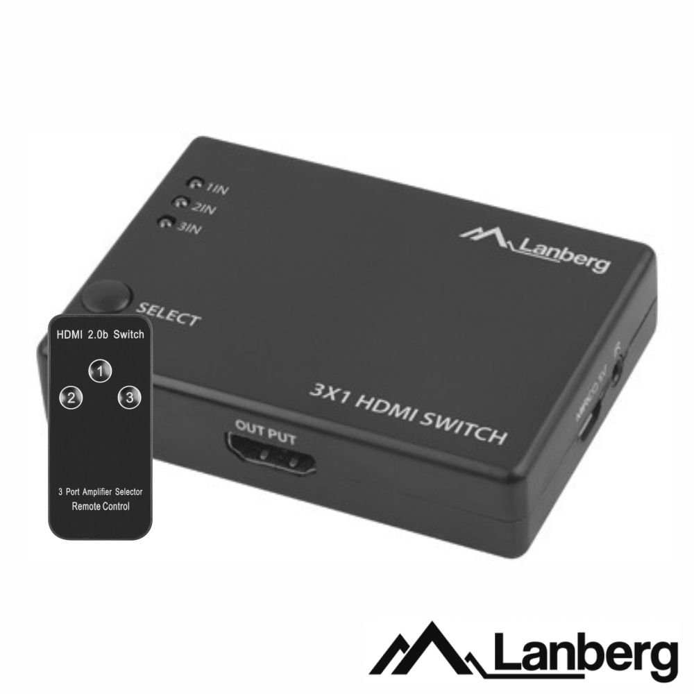 Distribuidor HDMI Amplificado 3 Entradas 1 Saída IR LANBERG