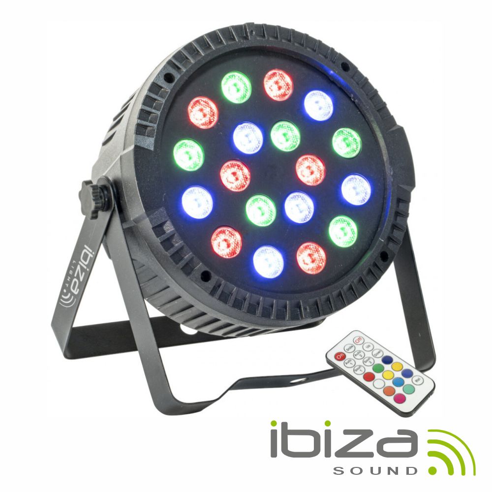 Projetor Par C/ 18 LEDS 1W RGB DMX IBIZA