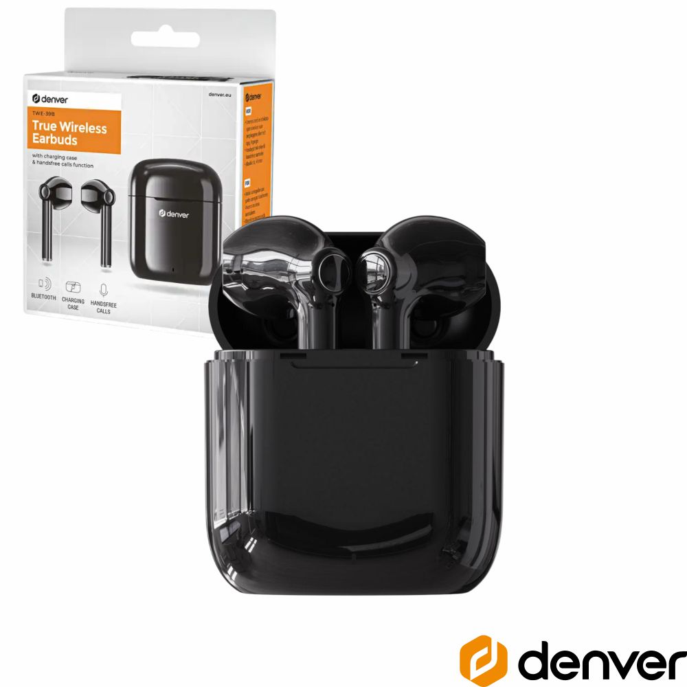 Auriculares Earbuds TWS Bluetooth V5.0 Preto DENVER