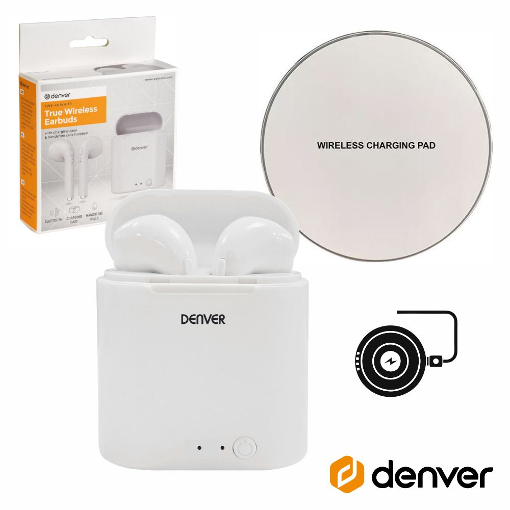 Auriculares Bluetooth 5.0 C/ Mic Dock Carregamento QI DENVER