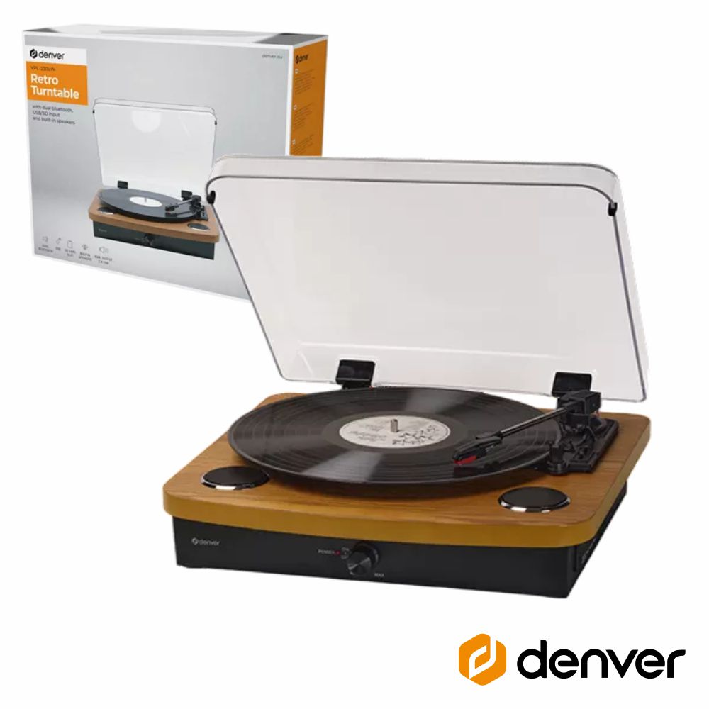 VPL-230LW Gira discos 33/45/78rpm vintage 2X10W madeira Denver