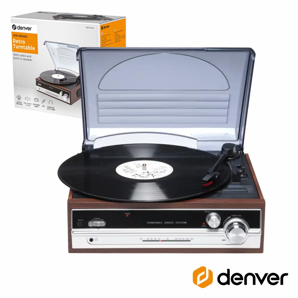 Gira-Discos 33/45/78RPM Vintage AUX/FM DENVER