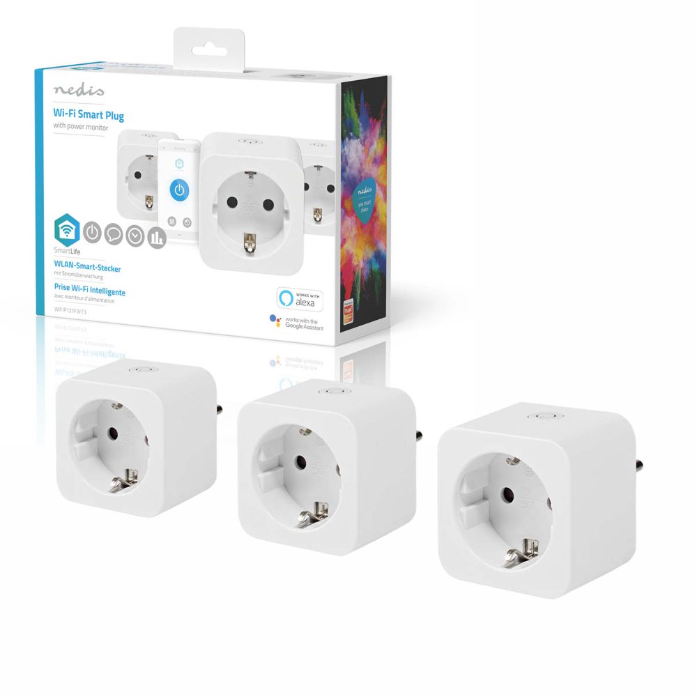 Conjunto 3 Tomadas Elétricas Schuko Wifi C/ App