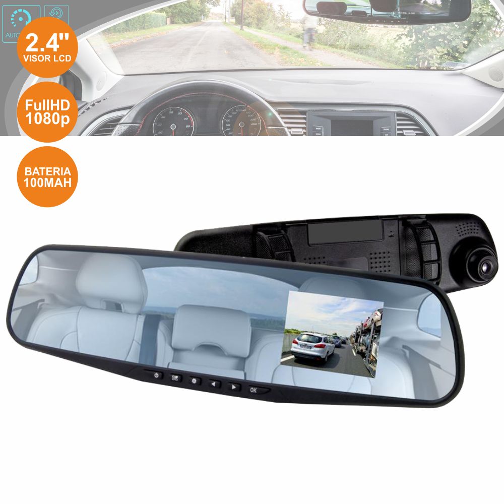 CÂMARA VIGILÂNCIA FHD 1080P ESPELHO RETROVISOR AUTOMÓVEL 2.4