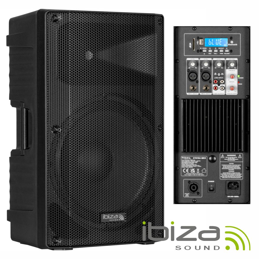 Coluna BI-Amplificada 15" 600Wmáx BT/TWS IBIZA