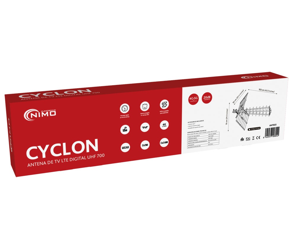 ANT503 Antena TDT UHF Cyclon 20dB c/ Filtro LTE 5G - NIMO - Image 2