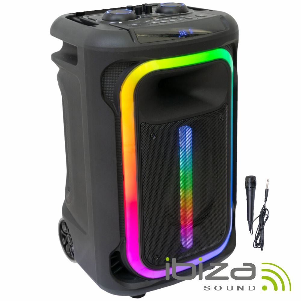 Coluna Bluetooth Portátil 500W USB/BT/SD/AUX TWS LED IBIZA