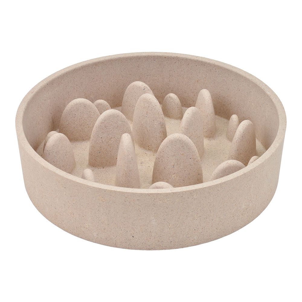 Comedouro bambu, slow, bege, 1430 ml, ø21,5 x 21,5 x 6 cm