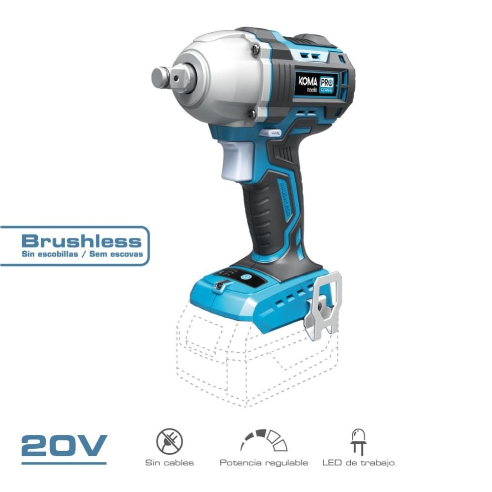 Chave de impacto brushless 20 v 450 nm sem bateria nem carregador
