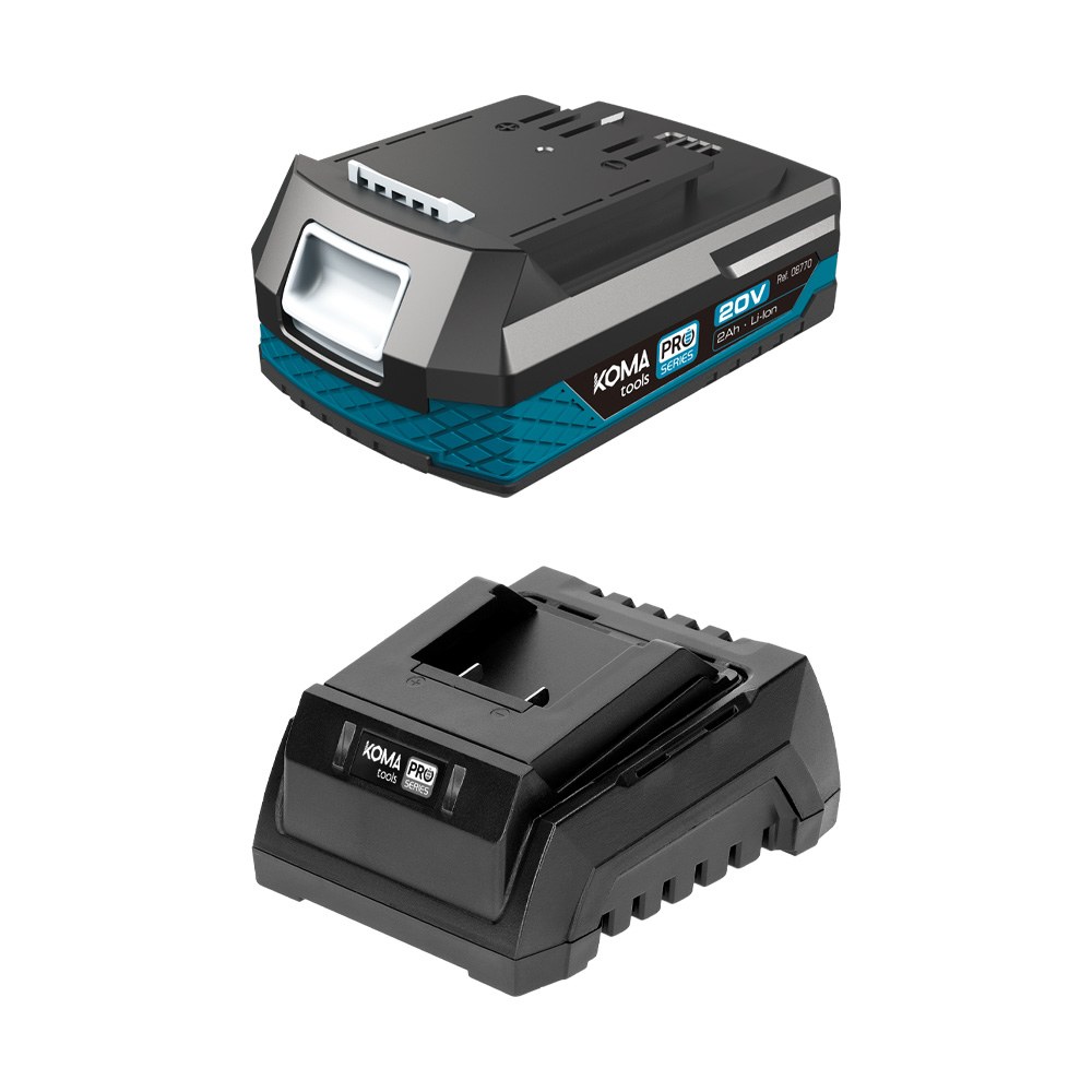 Pack bateria li-ion 20 v 2,0 ah (08770) + carregador 20 v 60 w (08772)