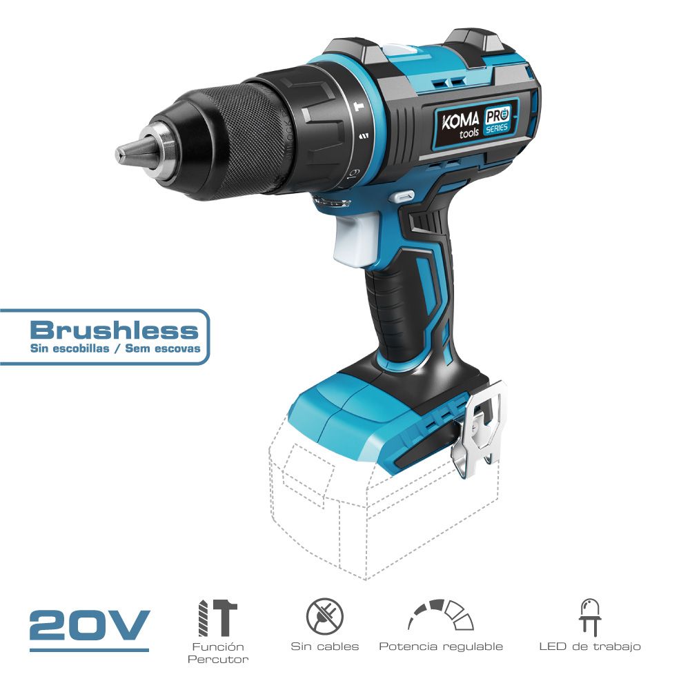 BERBEQUIM DE PERFCUSSÃO APARAFUSADOR BRUSHLESS 20 V, SEM BATERIA NEM CARREGADOR