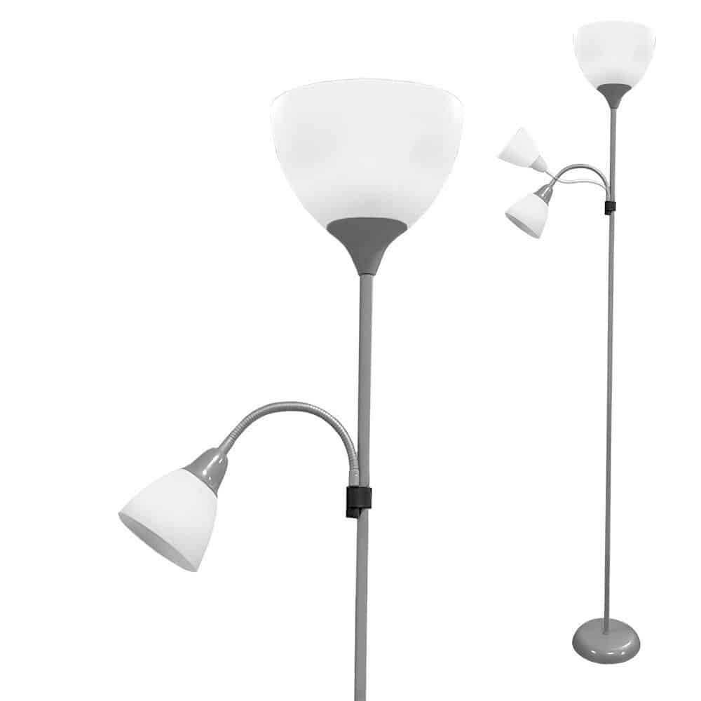 Candeeiro de pé  modelo boston cor prata e27 60w e leitor e14 40w edm