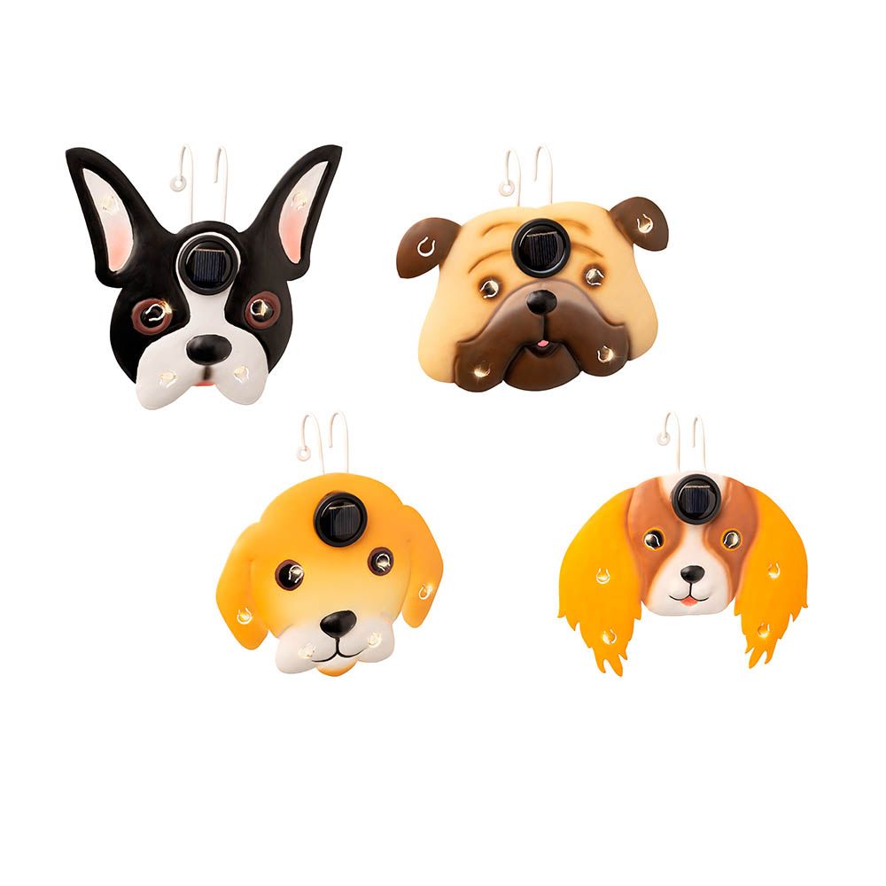 Figura de cão de luz solar para pendurar, vários modelos