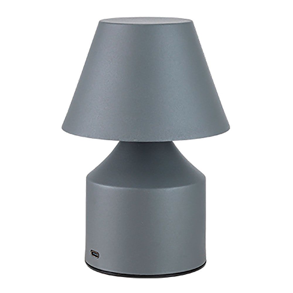 Candeeiro de mesa led metálico recarregável 3cct, 2 w, 200 lm, cinzento, ø110 x 163 mm