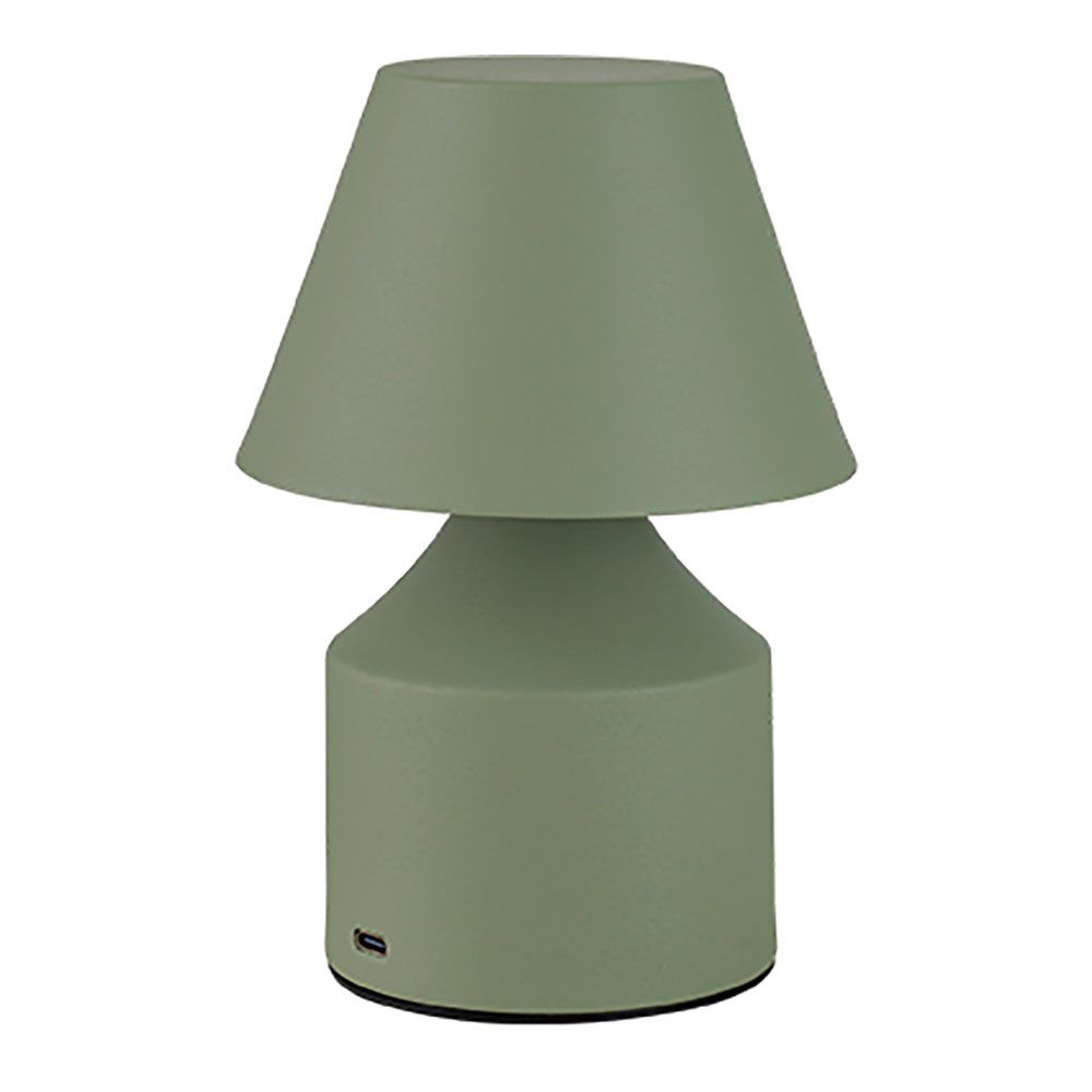 Candeeiro de mesa led metálico recarregável 3cct, 2 w, 200 lm, verde, ø110 x 163 mm