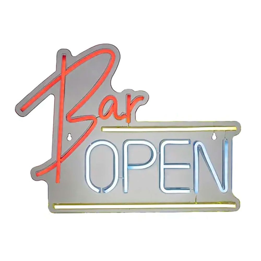 Luz led neon decorativa bar open, 40 x 30 x 1,5 cm