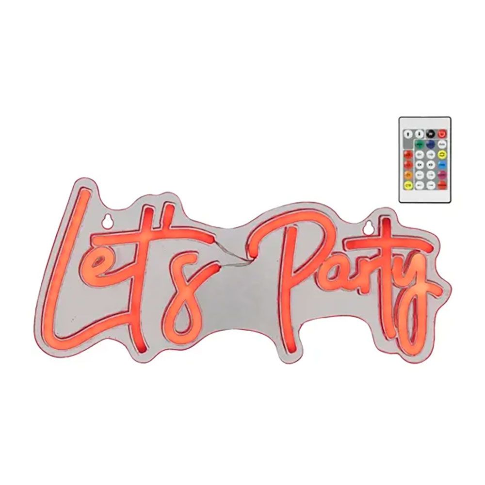 Luz led neon decorativa let's party, 40 x 18 x 1,5 cm