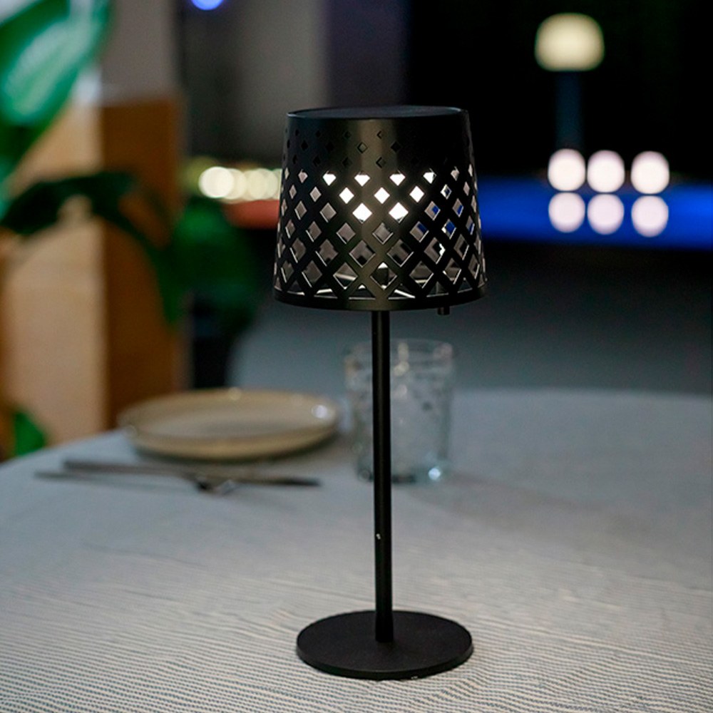 Luminária de mesa solar gretita preta, ø12 x 30 cm