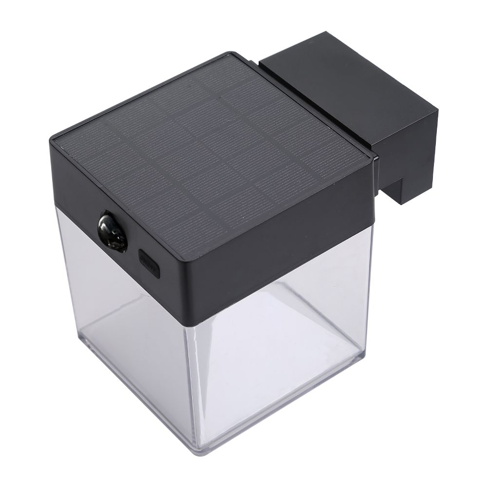 Aplique solar quadrado 4w 500lm, 3000/4000/6500k, 3cct, com sensor, preto