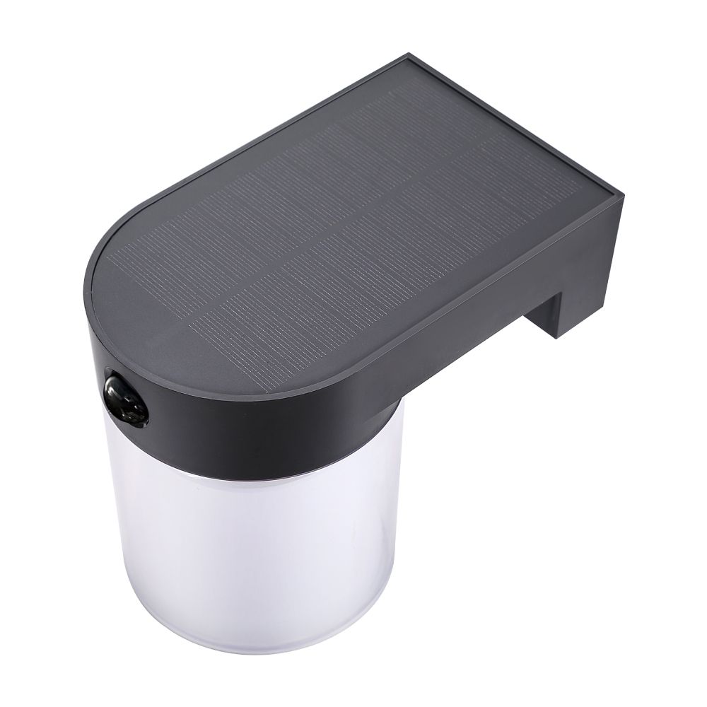 Aplique solar cilíndrico 4 w 500 lm, 3000/4000/6500 k, 3cct, com sensor, preto