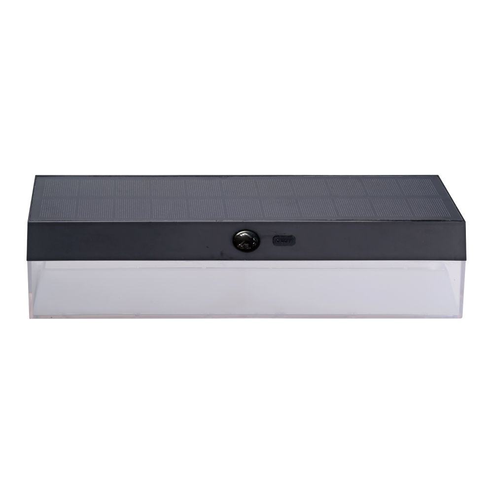 Aplique solar retangular 4w 500lm, 3000/4000/6500k, 3cct, com sensor, preto