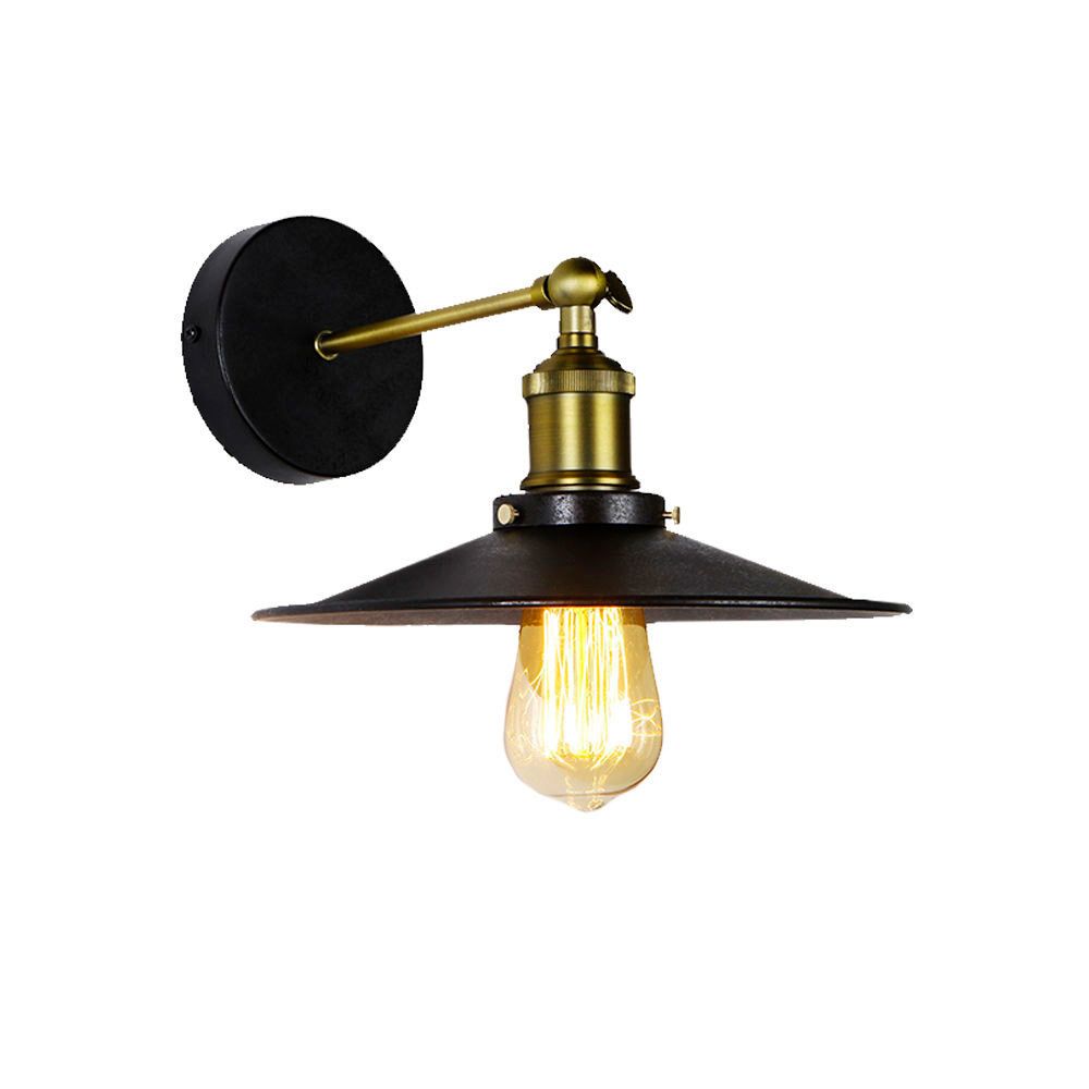 Candeeiro de parede metálico vintage e27 60w cor preto ø28x24,5x26cm edm