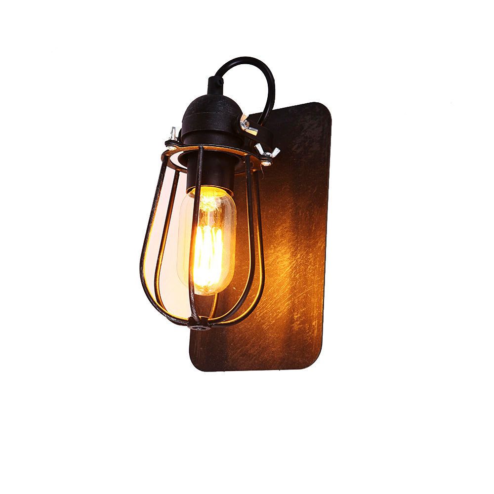 Candeeiro de parede metálico vintage e27 60w cor preto 15x22cm edm