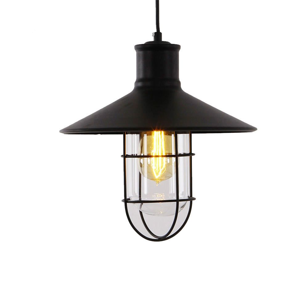 Candeeiro de teto metálico vintage e27 60w cor preto ø27x28cm edm