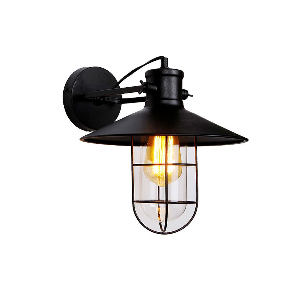 Candeeiro de parede metálico vintage e27 60w cor preto ø32x37x27,5cm edm