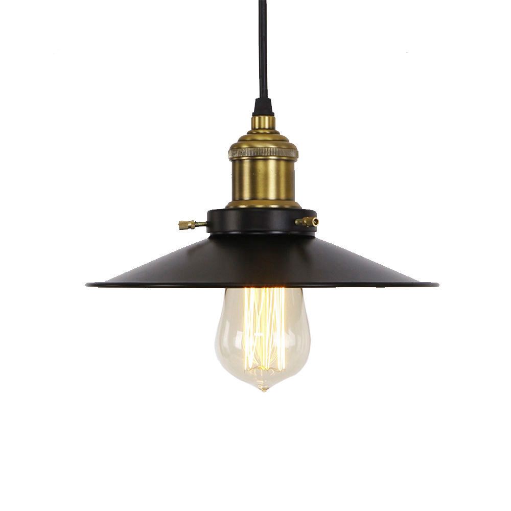 Candeeiro de teto metálico vintage e27 60w cor preto ø26x14cm edm