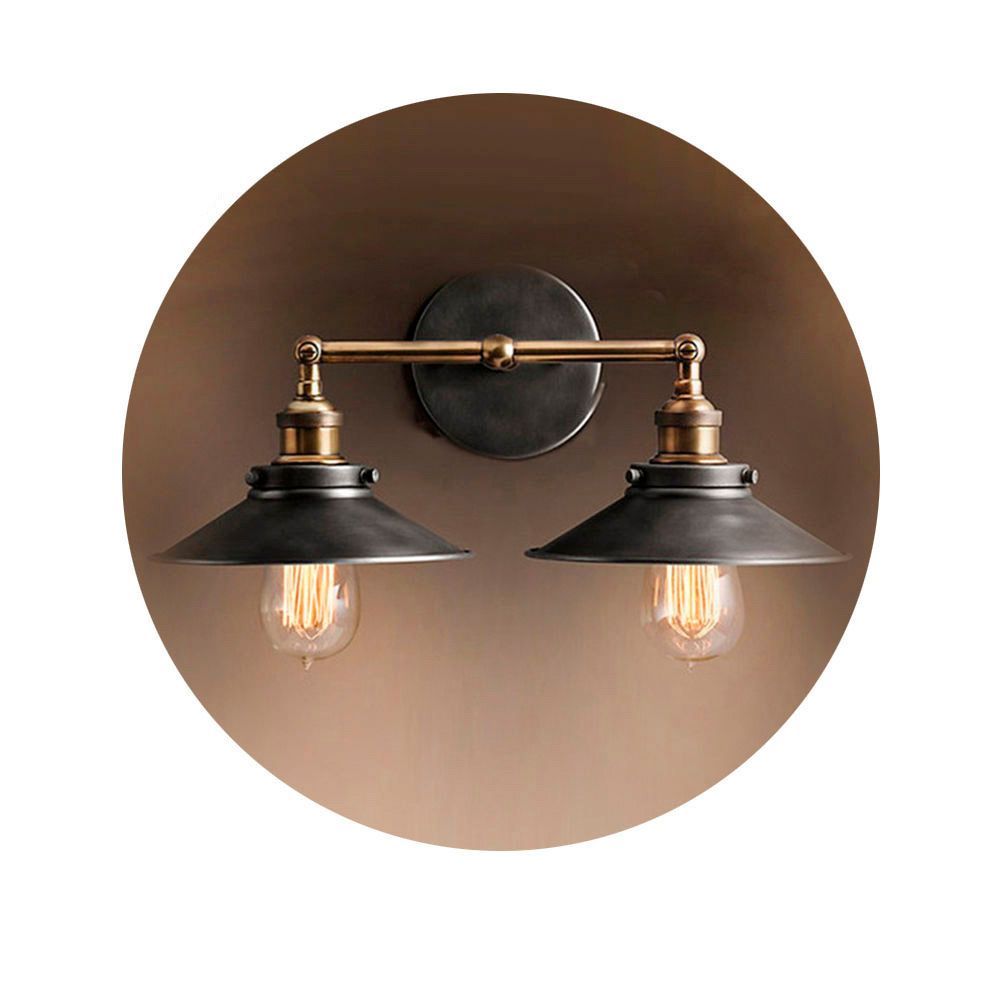 Candeeiro de parede metálico duplo vintage e27 60w 63x29cm edm