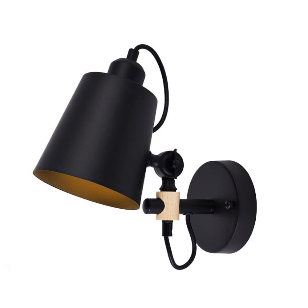 Candeeiro de parede metálico e27 60w cor preto 25x27cm edm