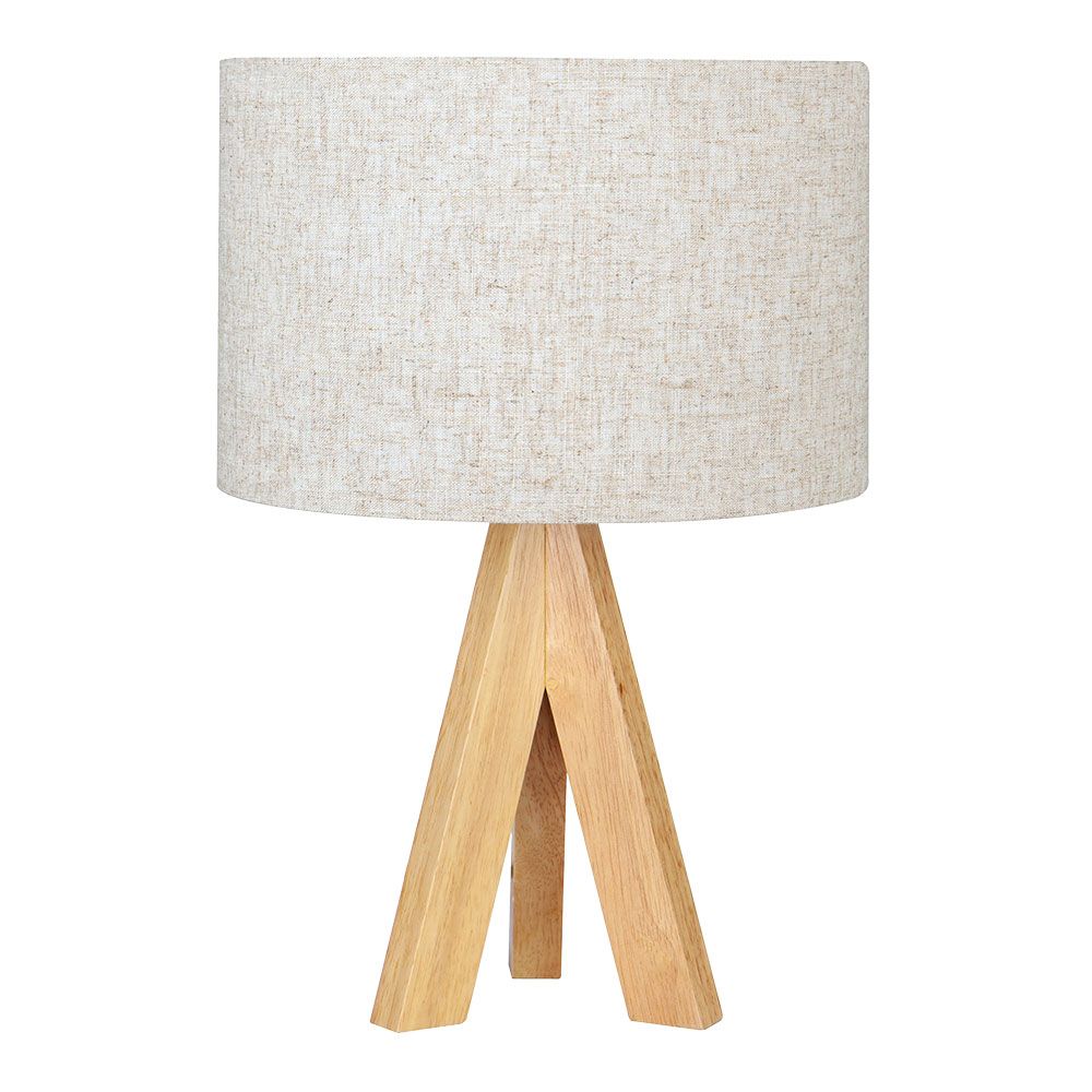 Candeeiro de mesa e27 madeira e tecido edm
