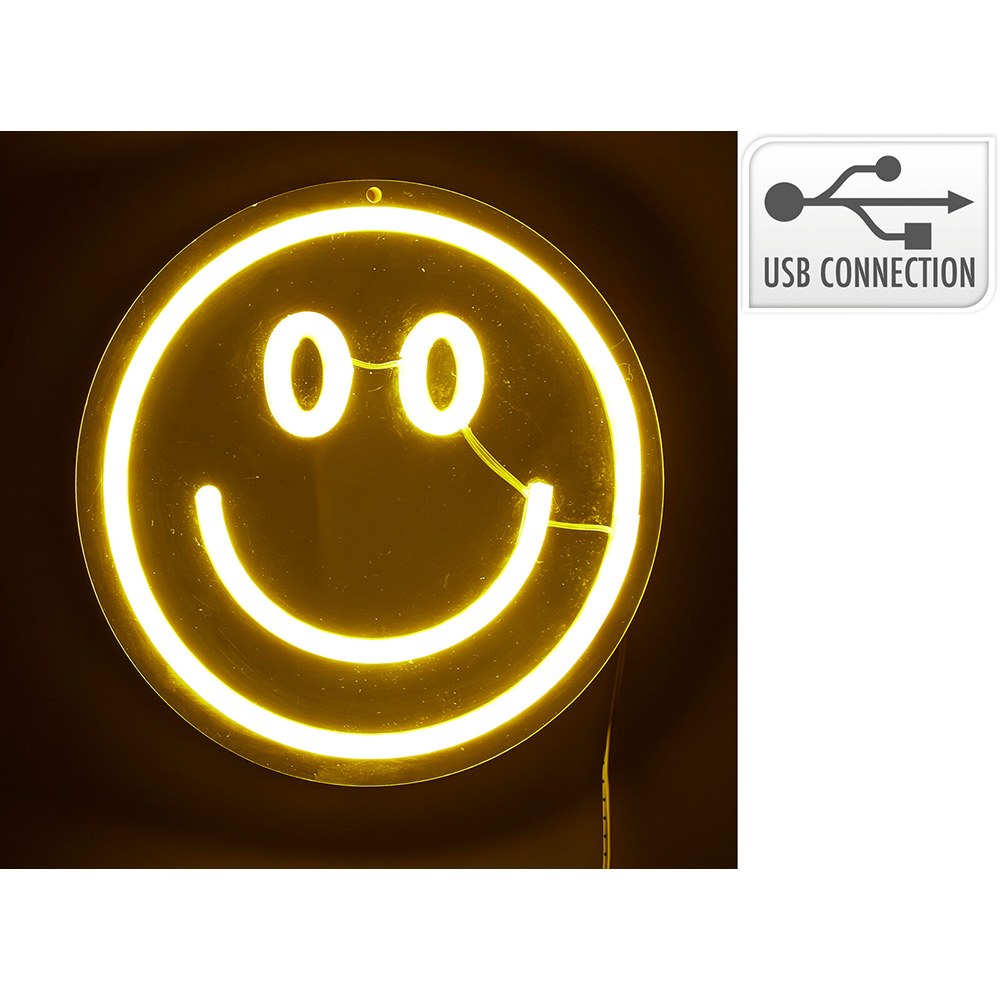 Luz led neon decorativa carinha - espelho, 20 x 20 cm