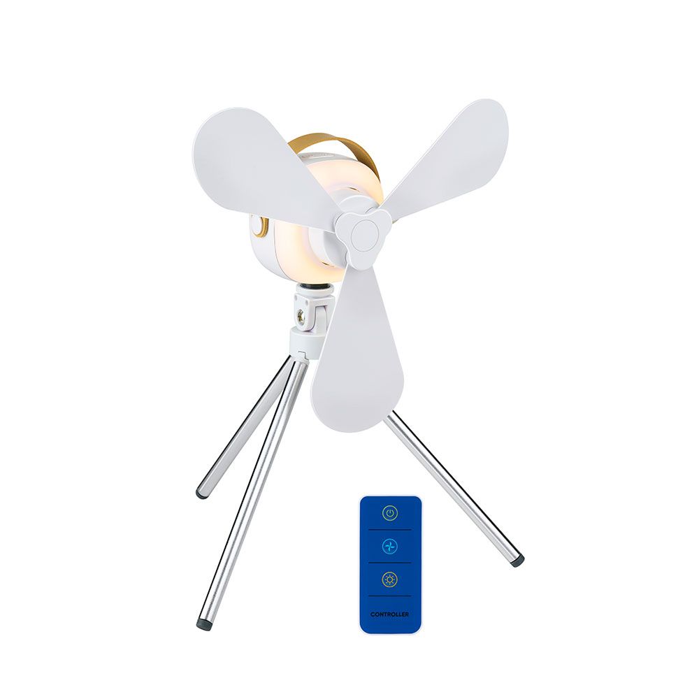 Ventilador de mesa, recarregável por usb, 3 pás, 4 velocidades, com comando