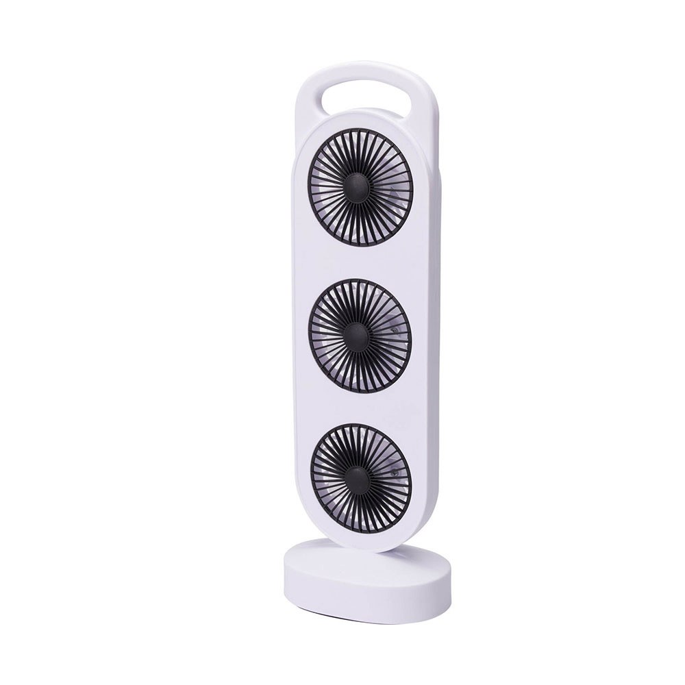 Ventilador de mesa recarregável, branco e preto, 3 velocidades, 36,5 x 12 x 8,3 cm