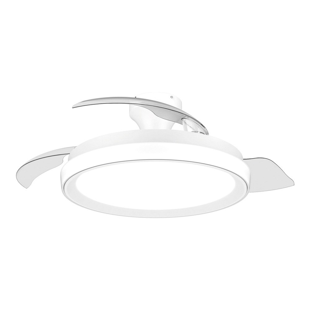 Ventilador de teto com pás retráteis, led 3 cct, dc 28 w + 35 w, modelo bliss, branco, ø106 cm