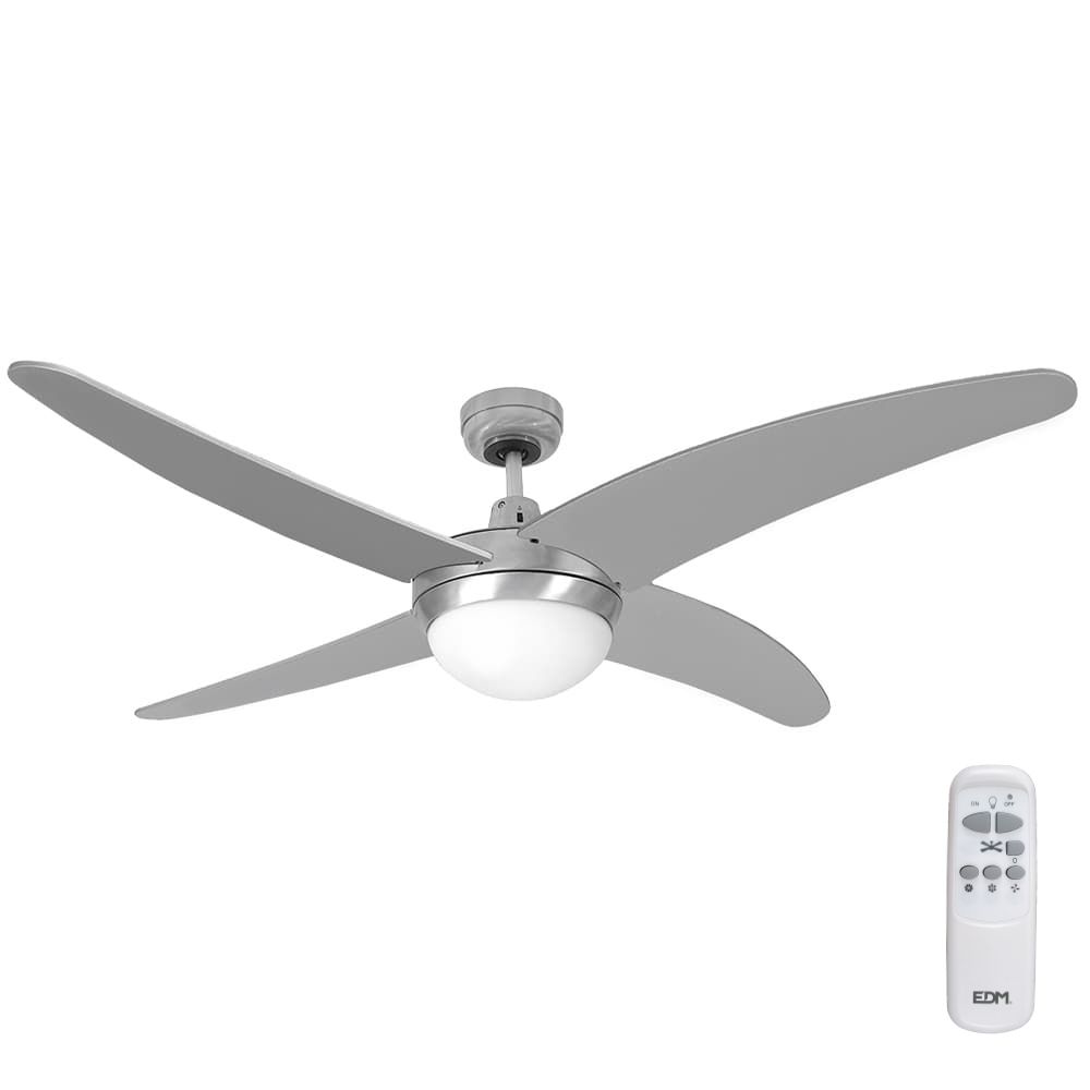Ventoinha de teto modelo caspio. cor prata/níquel. potência: 60w pás: ø132cm com comando edm