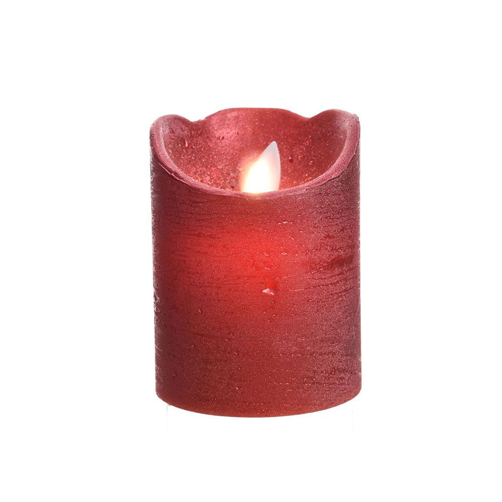Vela de cera led vermelha com acabamento metálico, ø7,5 x 10 cm
