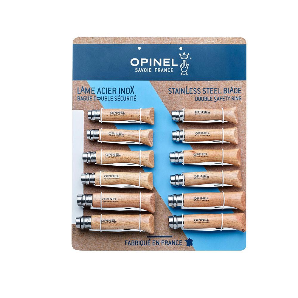 Expositor de canivetes em aço inoxidável opinel, 12 unidades (nº6, nº7, nº8, 4 unidades de cada número)