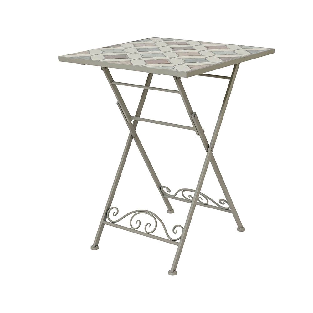 Mesa bistrô dobrável em metal/mosaico marrakech para uso externo, 58 x 58 x 76 cm