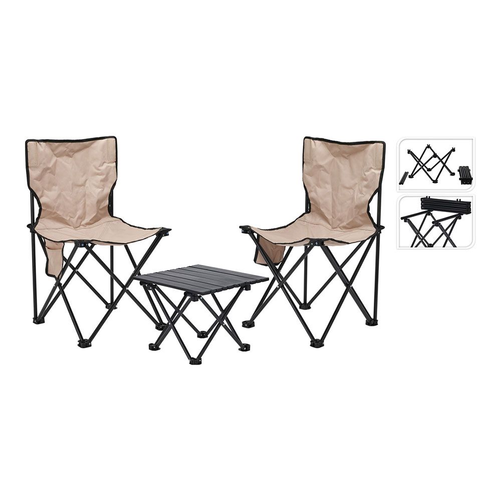 Conjunto de mesa e cadeiras de campismo