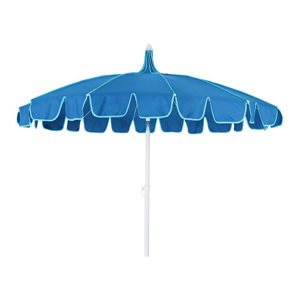 Parasol para jardim cor azul com rebordo verde-água, ø195 x 215 cm,