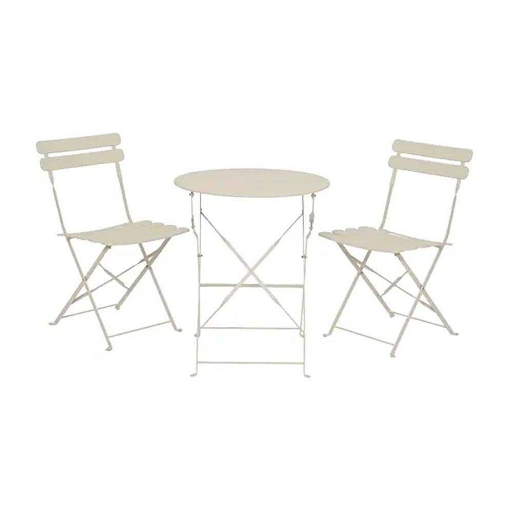 Conjunto de mesa e 2 cadeiras helsingborg, dobráveis, em aço, branco